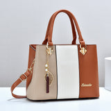 Women’s Colorblock Handbag – Large-Capacity Tote & Shoulder Crossbody Bag, Stylish Commuter & Mom Bag