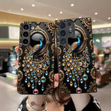 Golden Peacock Glass Phone Case - Samsung