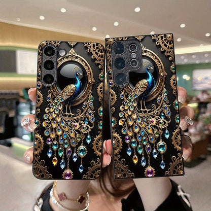 Golden Peacock Tempered Glass Phone Case – Samsung Galaxy Protection with Style goobingoo