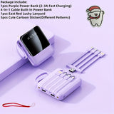 Premium 10000mAh Mini Portable Power Bank – 4-in-1 Built-In Cable, 22.5W Super Fast Charging