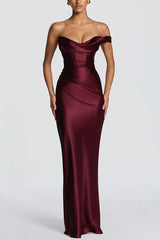 goobingoo Off-Shoulder Satin Bodycon Dress