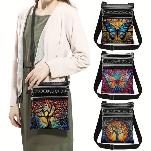 Women’s Cartoon Animal Print Crossbody Bag – Foldable Polyester Shoulder Bag with Adjustable Strap & Dual Zipper goobingoo