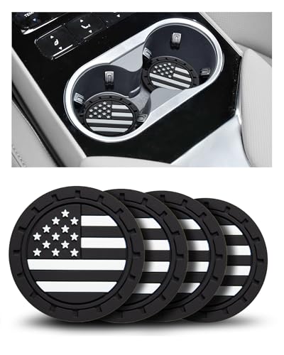 American Flag Car Cup Holder Coasters 4 Pack Anti-Slip 2.75" Black, Grey, colorful