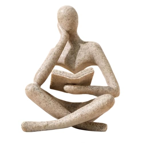 Thinker Statue Abstract Reading Sculpture Modern Home Office Shelf Decor