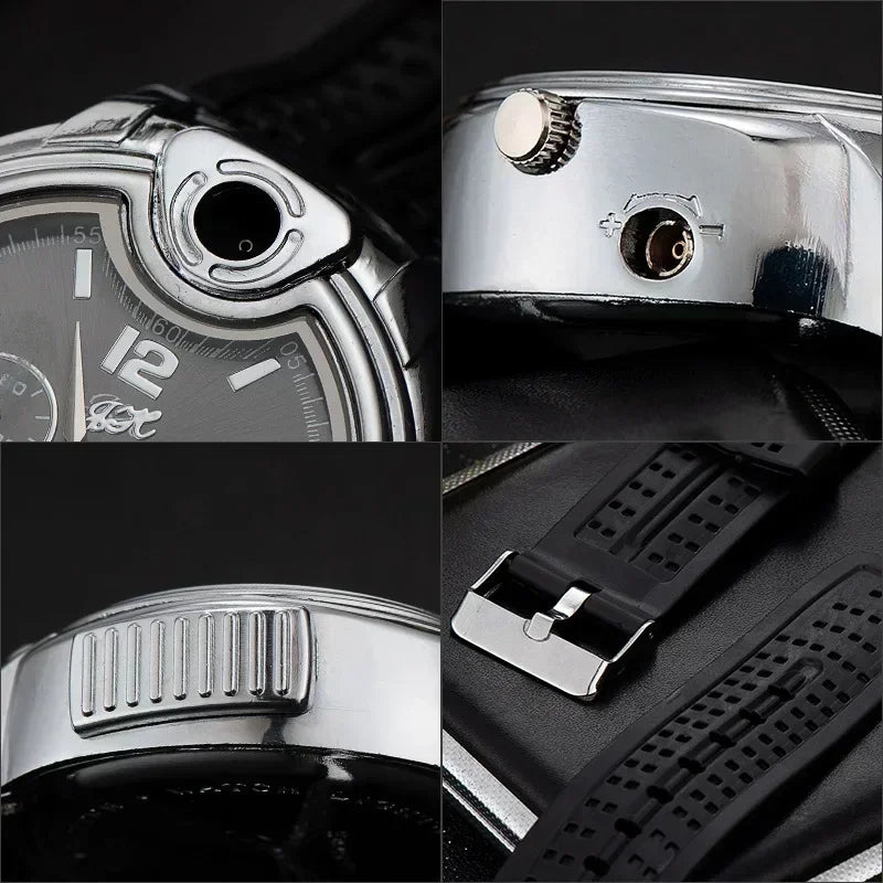 goobingoo, watch lighter, usb lighter, rechargeable lighter, quartz watch, flameless lighter, men multi tool watch, creative novelty gift, cigarette lighter watch, tactical style watch goobingoo