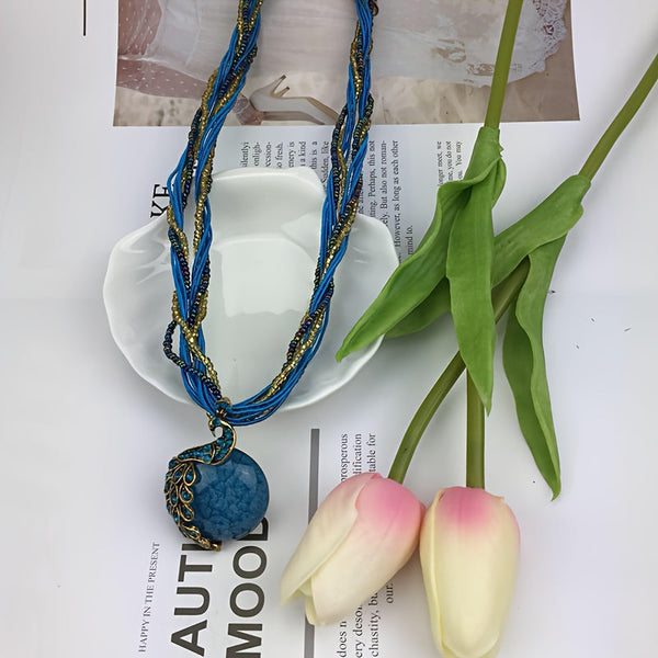 Ethnic Style Peacock Beaded Necklace for Women – Multi-Layer Fashion Jewelry goobingoo