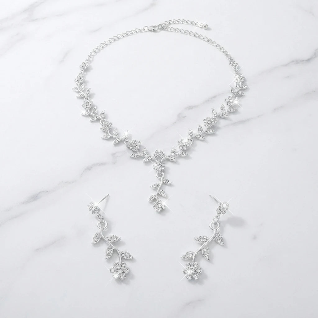 Elegant Women’s Choker Necklace & Earrings Set for Wedding & Prom goobingoo
