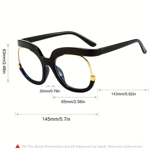 Y2K retro glasses with black round frame & white polycarbonate lenses. Lightweight, unisex, and perfect for casual or formal fashion-forward style. goobingoo