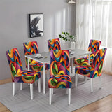2/4/6pcs Abstract Rainbow Stretch Dining Chair Covers – Colorful Printed Polyester Slipcovers, Elastic & Machine Washable for Home, Hotel & Events