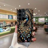 Golden Peacock Glass Phone Case - Samsung