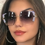 Women’s frameless gradient lens glasses with starry sky design. Trendy, lightweight, and casual accessory perfect for daily wear or gifting.