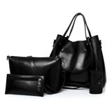 Women Retro 4pcs Handbag Set Large Tote Shoulder Crossbody Purse Bag