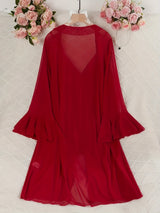 Women’s Elegant Lace Nightgown – Sexy Halter Neck Dress with Mesh Robe, Soft Lace Sleepwear for Home & Intimate Wear