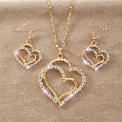 Double Heart Pendant Jewelry Set: A Symbol Of Eternal Connection goobingoo