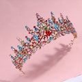 Luxury Colorful Crystal Bridal Headpiece & Jewelry Set – Crown, Necklace & Earrings for Weddings, Parties & Special Occasions goobingoo