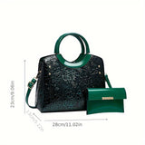 Golden Floral Wedding Handbag - Black Clutch with Removable Strap