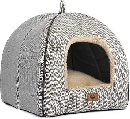 goobingoo Foldable Cat Cave Bed - 2-in-1 Covered Cat House Tent for Indoor Cats
