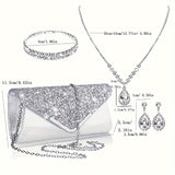 Sequin Evening Clutch & Jewelry Set - 4pc