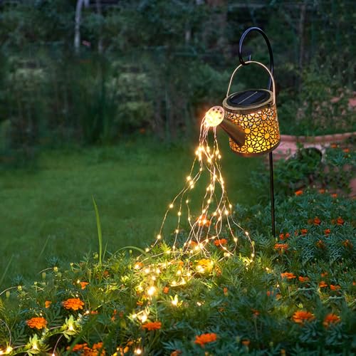 Solar Watering Can Garden Lights Waterproof Hanging Outdoor Decor