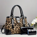 3pcs Women’s Handbag Set – Large Capacity Leopard Print Bags with Adjustable Crossbody & One-Shoulder Straps, Work, Party & Christmas Gift Set