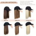 Natural-Looking Long Straight Black Synthetic Hair Wig with Bangs & Cap Extension goobingoo