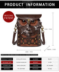 Women’s Medieval Steampunk Owl Mini Crossbody Bag – Studded Buckle Shoulder Bag for Renaissance Fairs goobingoo