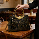 Women’s floral embossed handbag set with detachable, adjustable strap. Large capacity shoulder and tote bags for commuting, daily use, and stylish gifting.