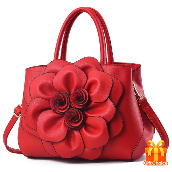 Women's large capacity handbag with elegant floral design and zipper closure. Perfect for daily use, weddings, birthdays, or Mother's Day gifts. goobingoo