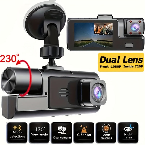 Dual Dash Cam Front and Inside 1080P 720P – 170 Wide Angle with Night Vision & Parking Monitor goobingoo
