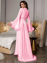 Pink Lace Nightgown Robe - Long Sleeve