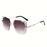 Women’s frameless gradient lens glasses with starry sky design. Trendy, lightweight, and casual accessory perfect for daily wear or gifting.