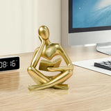 Thinker Statue Abstract Reading Sculpture Modern Home Office Shelf Decor