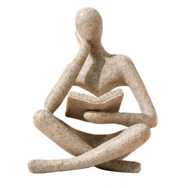 Thinker Statue Abstract Reading Sculpture Modern Home Office Shelf Decor