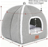 goobingoo Foldable Cat Cave Bed - 2-in-1 Covered Cat House Tent for Indoor Cats