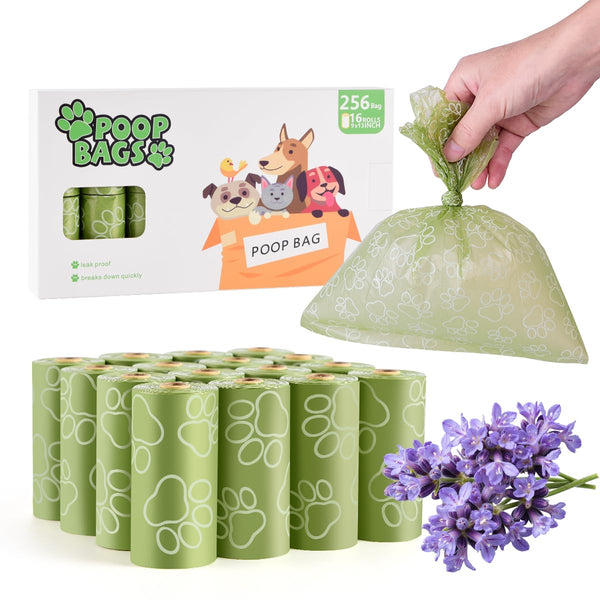 256 Count Lavender Dog Poop Bags Leakproof Eco Pet Waste Bags