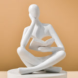 Thinker Statue Abstract Reading Sculpture Modern Home Office Shelf Decor