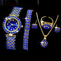 6-Piece Rhinestone Jewelry & Watch Set