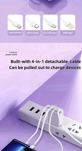 Premium 10000mAh Mini Portable Power Bank – 4-in-1 Built-In Cable, 22.5W Super Fast Charging