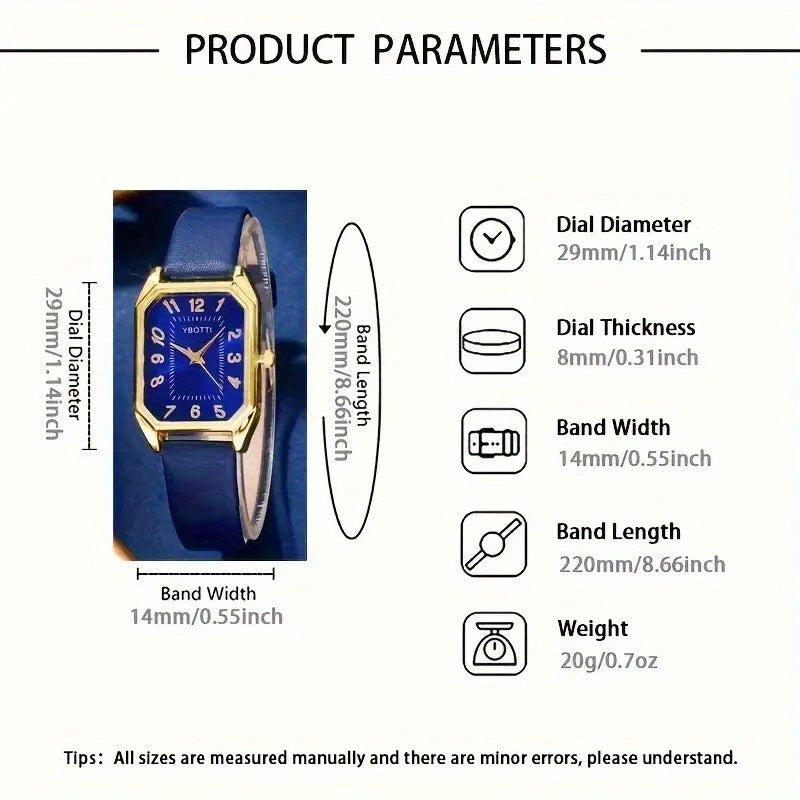 Elegant 6pcs Women's PU Leather Quartz Watch & Jewelry Gift Set - Matching Bracelet, Ring, Earrings & Necklace - Complete Accessory Suite for Birthdays,, Weddings - Luxury Watch for & goobingoo