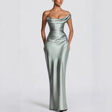 goobingoo Off-Shoulder Satin Bodycon Dress