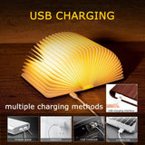 3D LED Book Night Light – USB Rechargeable Magnetic Foldable Wooden Desk Lamp