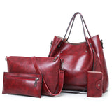Women Retro 4pcs Handbag Set Large Tote Shoulder Crossbody Purse Bag