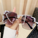 Women’s frameless gradient lens glasses with starry sky design. Trendy, lightweight, and casual accessory perfect for daily wear or gifting.