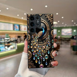 Golden Peacock Glass Phone Case - Samsung