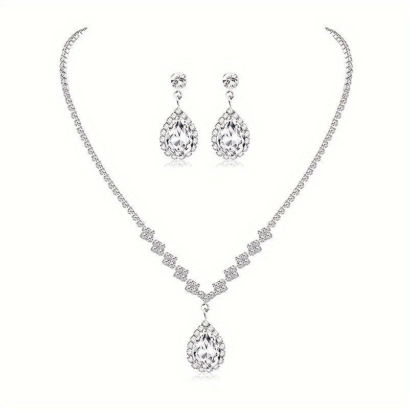 Luxury Women’s Sequin Evening Clutch & Jewelry Set – Rhinestone Chain Bag, Necklace, Earrings & Bracelet goobingoo