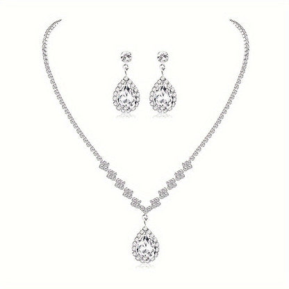 Luxury Women’s Sequin Evening Clutch & Jewelry Set – Rhinestone Chain Bag, Necklace, Earrings & Bracelet goobingoo