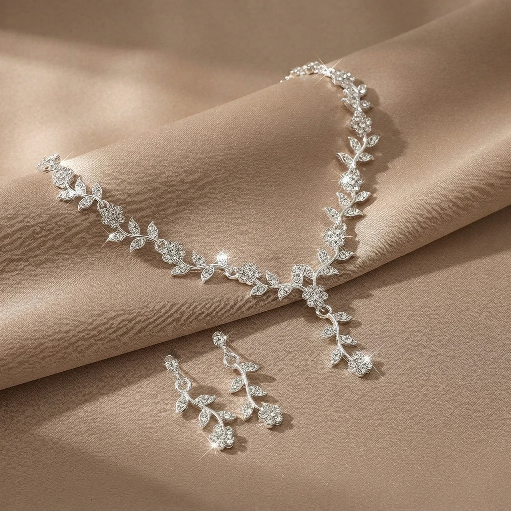 Elegant Women’s Choker Necklace & Earrings Set for Wedding & Prom goobingoo