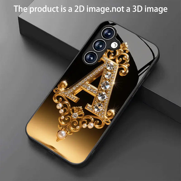 Elegant Golden Diamond “A” Letter Phone Case – Compatible with Samsung Galaxy S25 & S24 Series goobingoo