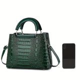 Chic crocodile pattern women’s shoulder bag with adjustable strap and zipper closure. Stylish crossbody purse perfect for casual or formal occasions.