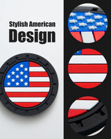 American Flag Car Cup Holder Coasters 4 Pack Anti-Slip 2.75" Black, Grey, colorful
